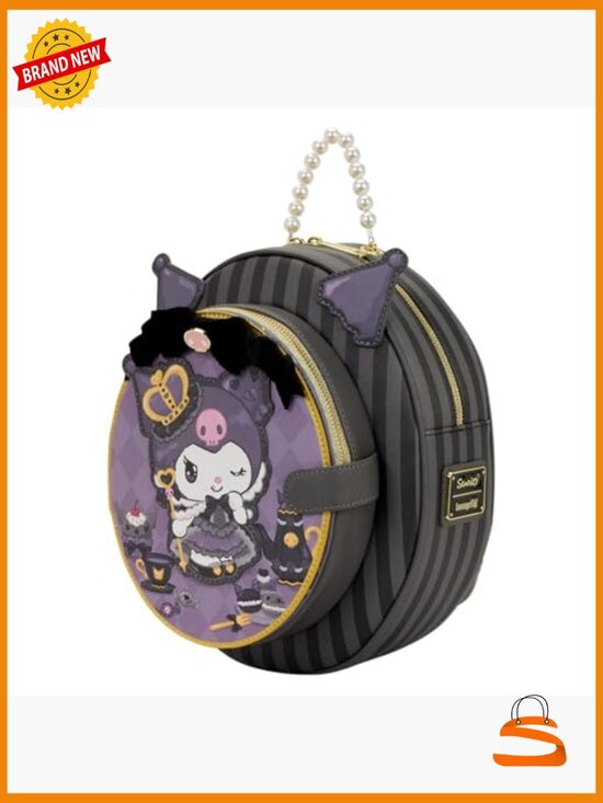 Kuromi 20th Anniversary Cameo Mini Backpack Faux Leather Enamel Charm